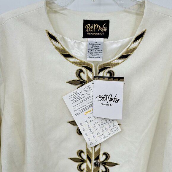 NEW BOB MACKIE jacket blazer embroidered wearable art artsy colorful plus 2X - Picture 7 of 7